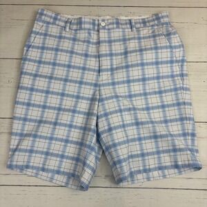 FootJoy Chino Shorts Mens 36 White Check Plaid Golf Performance 10in Inseam